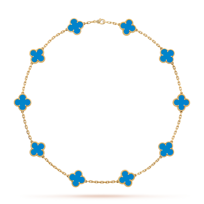 [Lumi Jewels]CLOVER 10 MOTIFS BLUE AGATE NECKLACE