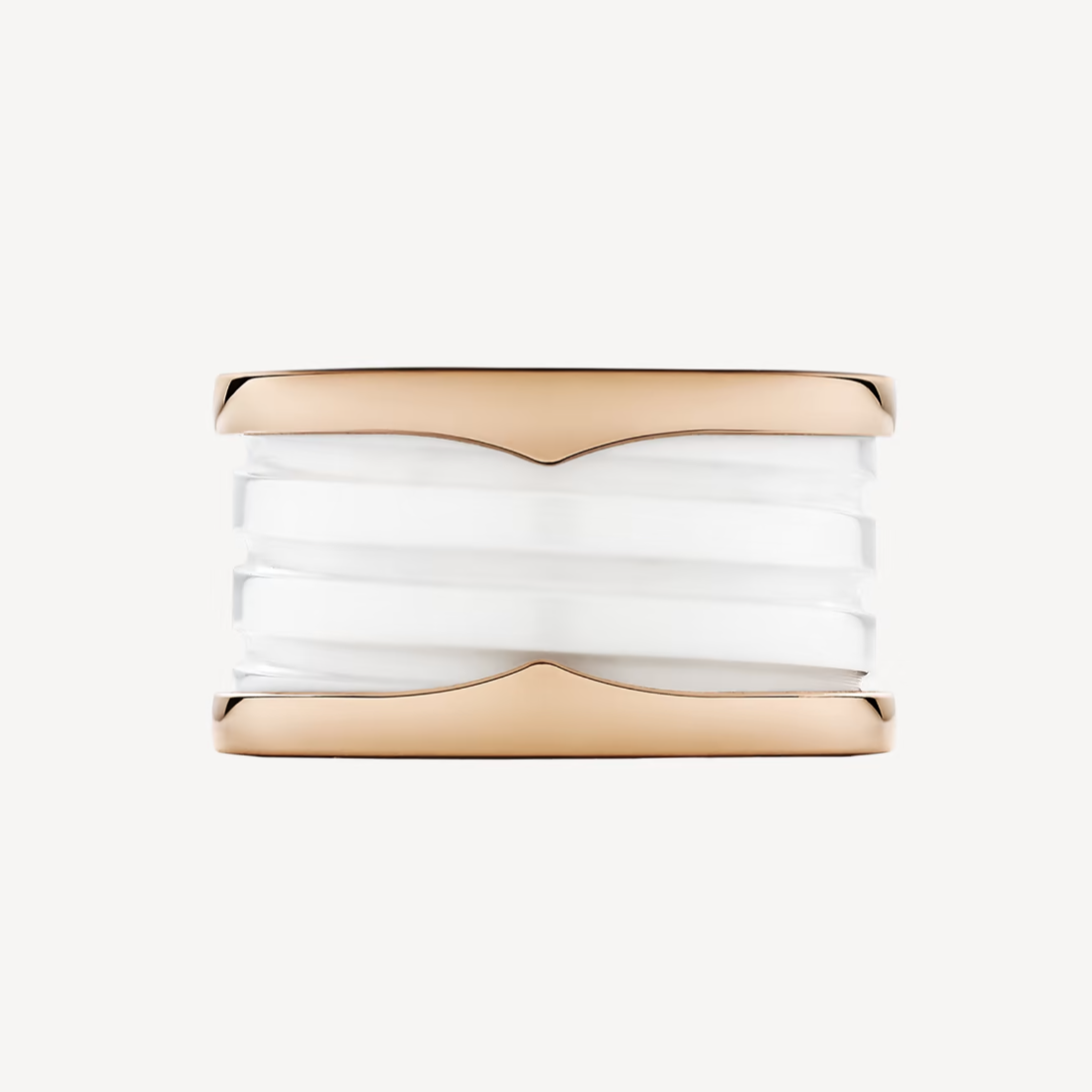 [Lumi Jewels]ZERO 1 FOUR-BAND LOOPS AND WHITE CERAMIC SPIRAL PINK GOLD RING
