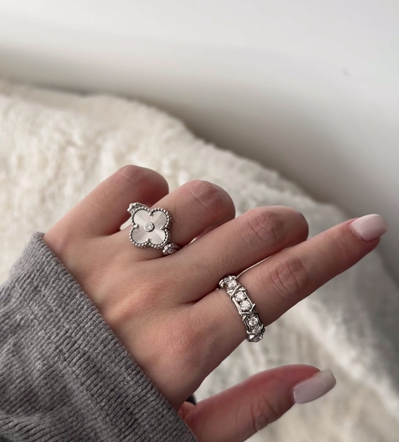 [Lumi Jewels]BAGUE RÉVERSIBLE TRÈFLE EN ARGENT