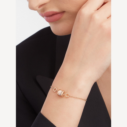 [Lumi Jewels]ZERO 1 SOFT PINK GOLD WITH PAVED DIAMONDS ON THE SPIRAL BRACELET