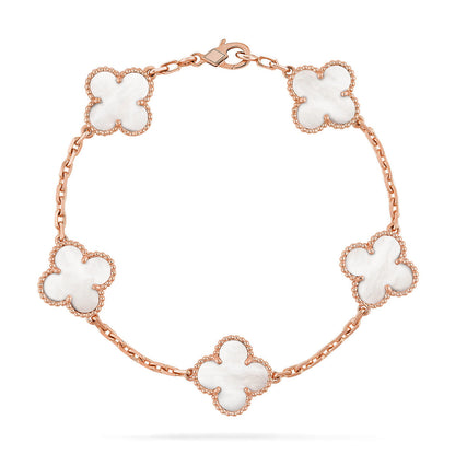 [Lumi Jewels]CLOVER WHITE PEARL MOP 5 MOTIF BRACELET COLLECTION