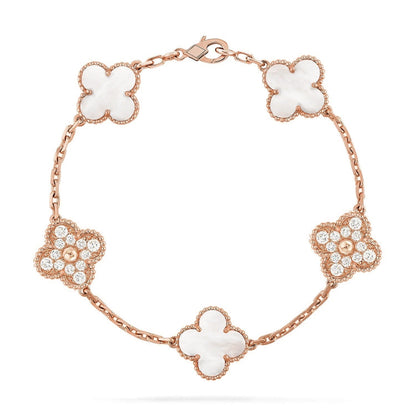 [Lumi Jewels]CLOVER WHITE PEARL MOP 5 MOTIF BRACELET COLLECTION