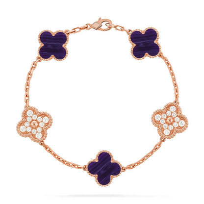[Lumi Jewels]CLOVER 5 MOTIF PURPLE STRIPES BRACELET COLLECTION