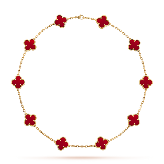 [Lumi Jewels]CLOVER 10 MOTIFS CARNELIAN NECKLACE