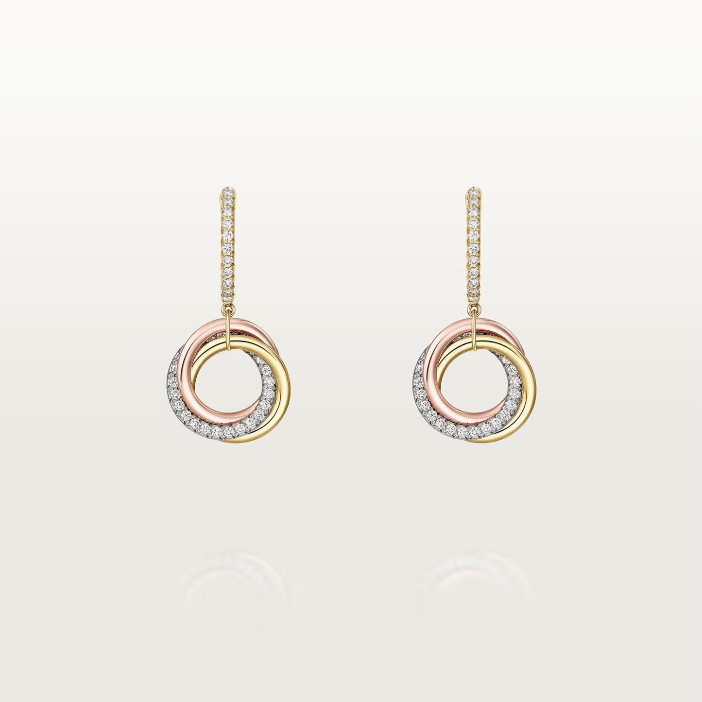 [Lumi Jewelery]TRINITY HALF DIAMOND  EARRINGS