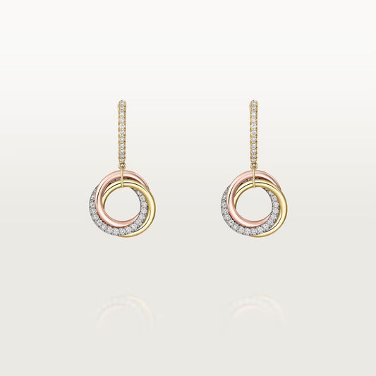 [Lumi Jewelery]TRINITY HALF DIAMOND  EARRINGS