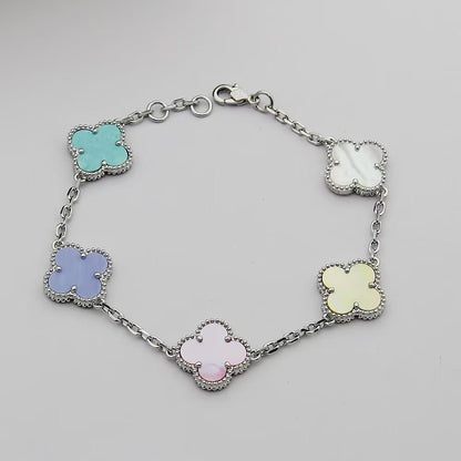 [Lumi Jewellery]Four‑Leaf Clover Summer Colorful Dopamine Bracelet