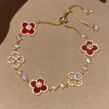 [Lumi Jewels]CLOVER 5 MOTIF PINK BLUE RED WHITE BRACELET