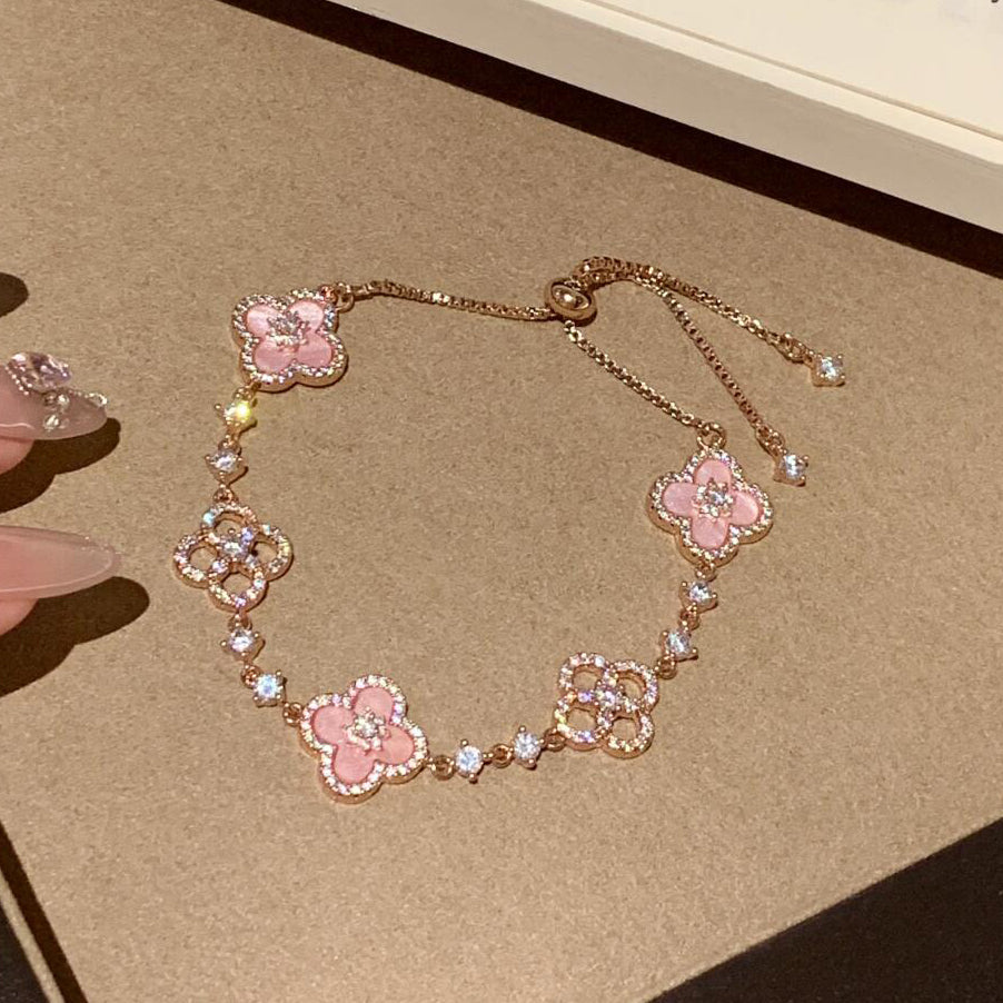 [Lumi Jewels]CLOVER 5 MOTIF PINK BLUE RED WHITE BRACELET