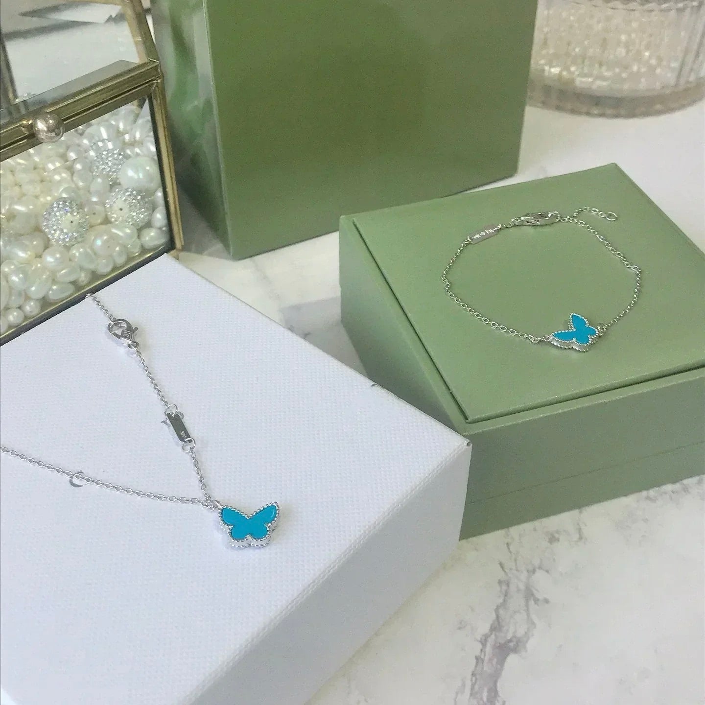 [Lumi Jewels]BUTTERFLY TURQUOISE BUTTERFLY BRACELET SILVER