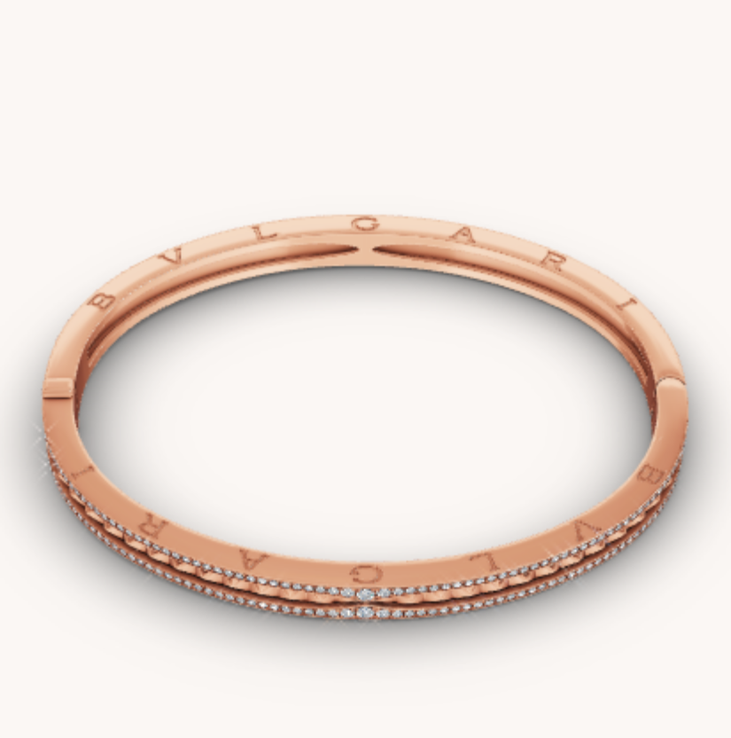 [Lumi Jewels]ZERO 1 SPIRAL AND PAVED DIAMOND PINK GOLD BRACELET