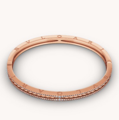 [Lumi Jewels]ZERO 1 SPIRAL AND PAVED DIAMOND PINK GOLD BRACELET