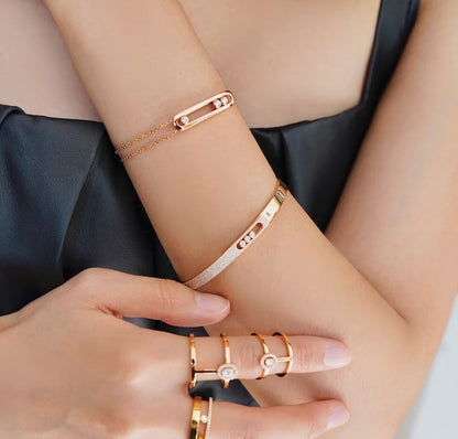 [Lumi]Move Noa Rose Gold Pav茅 Diamond Bangle Bracelet