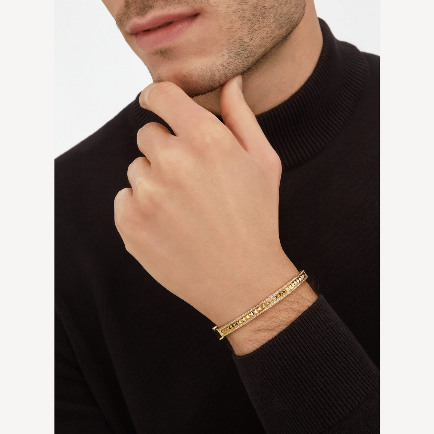 [Lumi Jewels]ZERO 1 SPIRAL AND PAVED DIAMOND GOLD BRACELET
