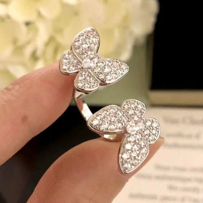 [Lumi Jewels]TWIN SILVER BUTTERFLY DIAMOND RING