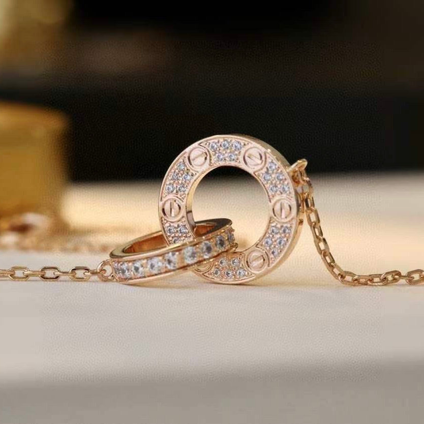 [Lumi Jewelery]LOVE  FULL DIAMOND PENDANT NECKLACE