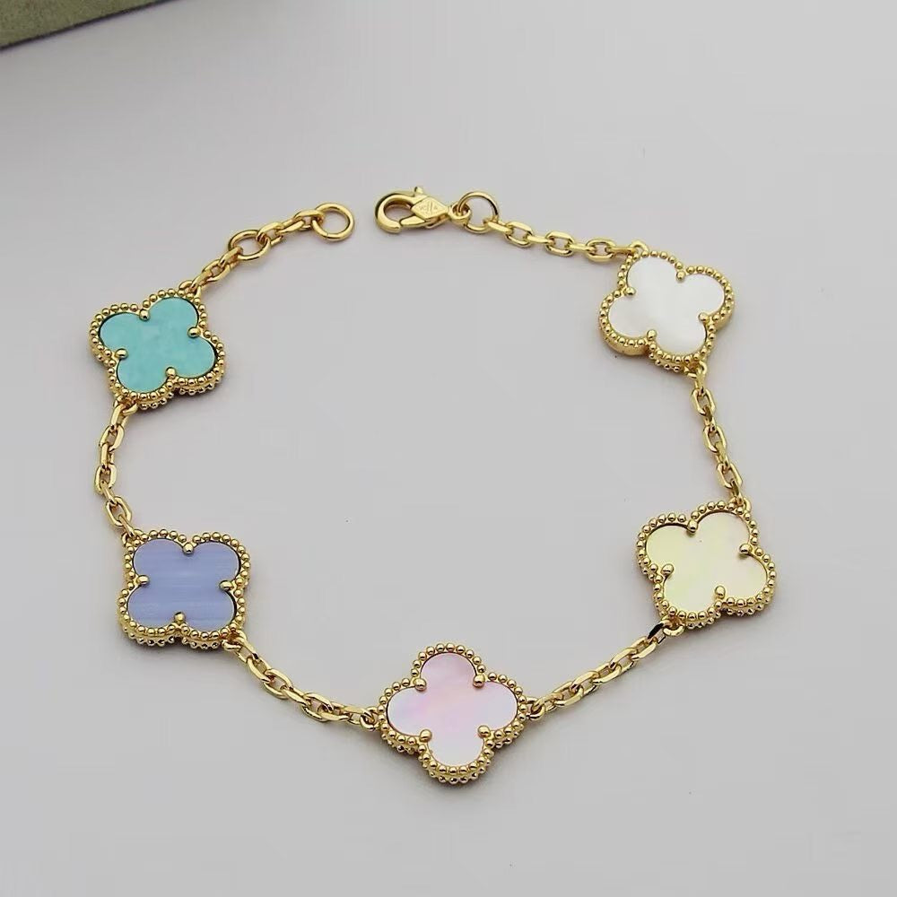 [Lumi Jewellery]Four‑Leaf Clover Summer Colorful Dopamine Bracelet