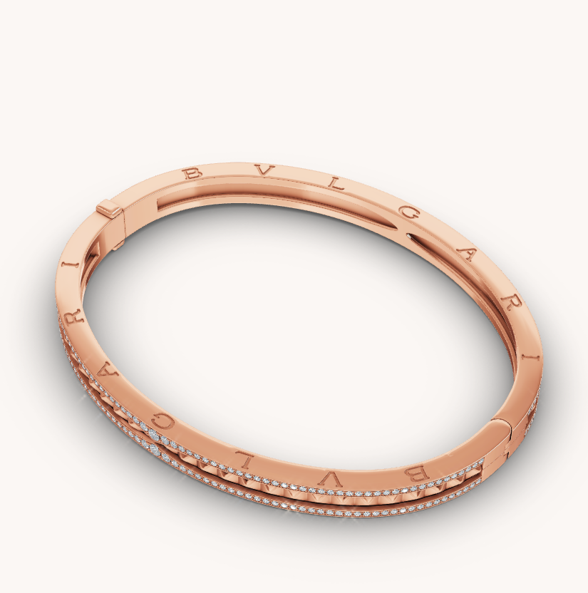 [Lumi Jewels]ZERO 1 SPIRAL AND PAVED DIAMOND PINK GOLD BRACELET