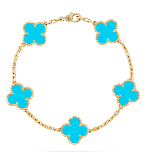 [Lumi Jewels]BRACELET CLOVER 5 MOTIFS TURQUOISE