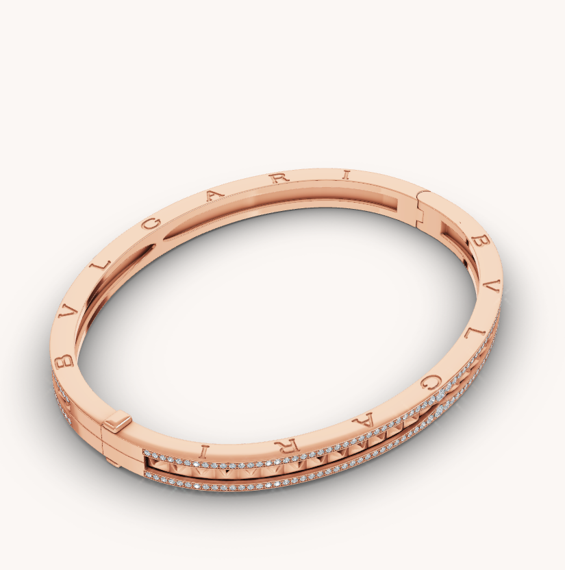 [Lumi Jewels]ZERO 1 SPIRAL AND PAVED DIAMOND PINK GOLD BRACELET