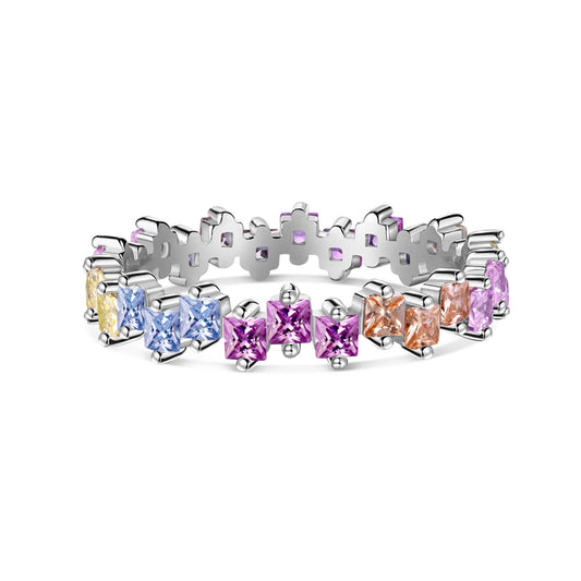 [Lumi Jewels]Mixed Colorful Square Staggered Rings