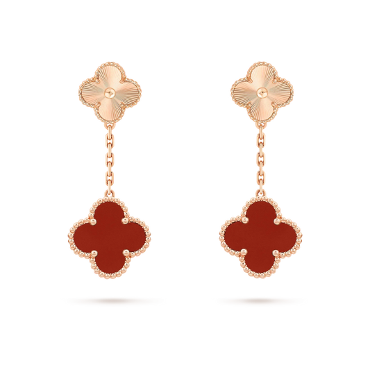[Lumi Jewels]CLOVER 2 MOTIF  LASER CARNELIAN EARRINGS