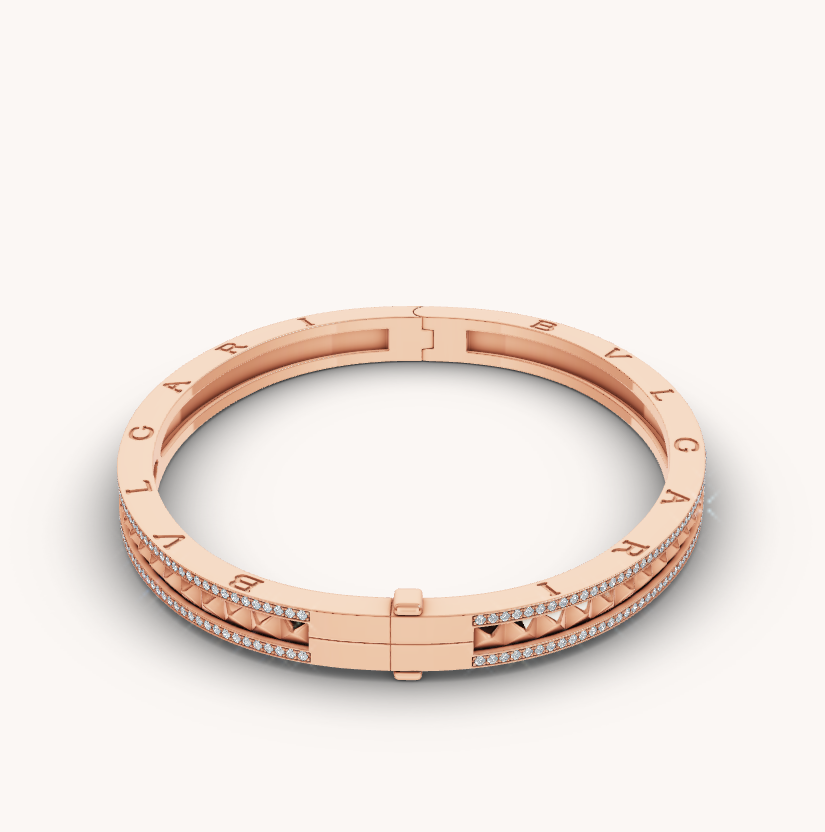 [Lumi Jewels]ZERO 1 SPIRAL AND PAVED DIAMOND PINK GOLD BRACELET