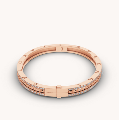 [Lumi Jewels]ZERO 1 SPIRAL AND PAVED DIAMOND PINK GOLD BRACELET