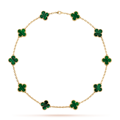 [Lumi Jewels]CLOVER 10 MOTIFS MALACHITE NECKLACE