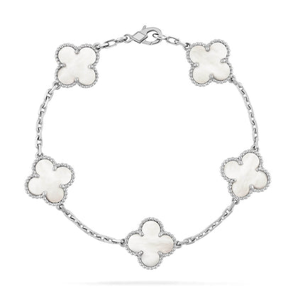 [Lumi Jewels]CLOVER WHITE PEARL MOP 5 MOTIF BRACELET COLLECTION