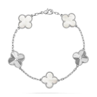 [Lumi Jewels]CLOVER WHITE PEARL MOP 5 MOTIF BRACELET COLLECTION
