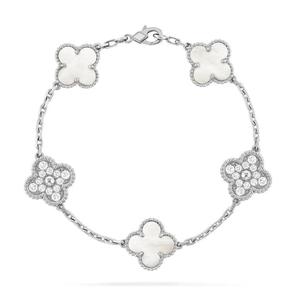 [Lumi Jewels]CLOVER WHITE PEARL MOP 5 MOTIF BRACELET COLLECTION