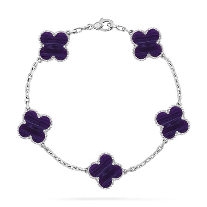 [Lumi Jewels]CLOVER 5 MOTIF PURPLE STRIPES BRACELET COLLECTION