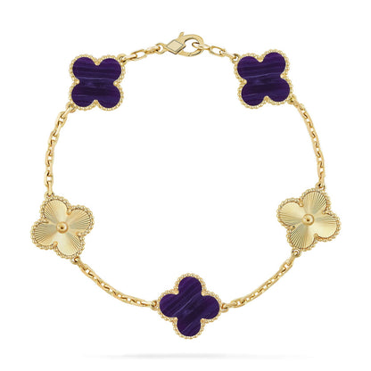 [Lumi Jewels]CLOVER 5 MOTIF PURPLE STRIPES BRACELET COLLECTION