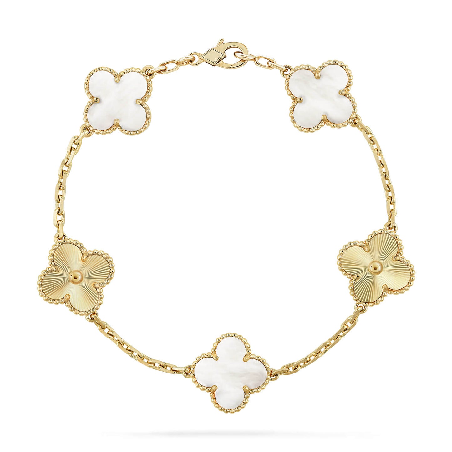[Lumi Jewels]CLOVER WHITE PEARL MOP 5 MOTIF BRACELET COLLECTION