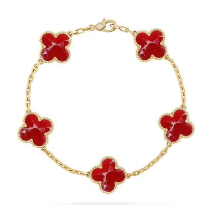 [Lumi Jewels]CLOVER 5 MOTIF RED PATTERN BRACELET COLLECTION