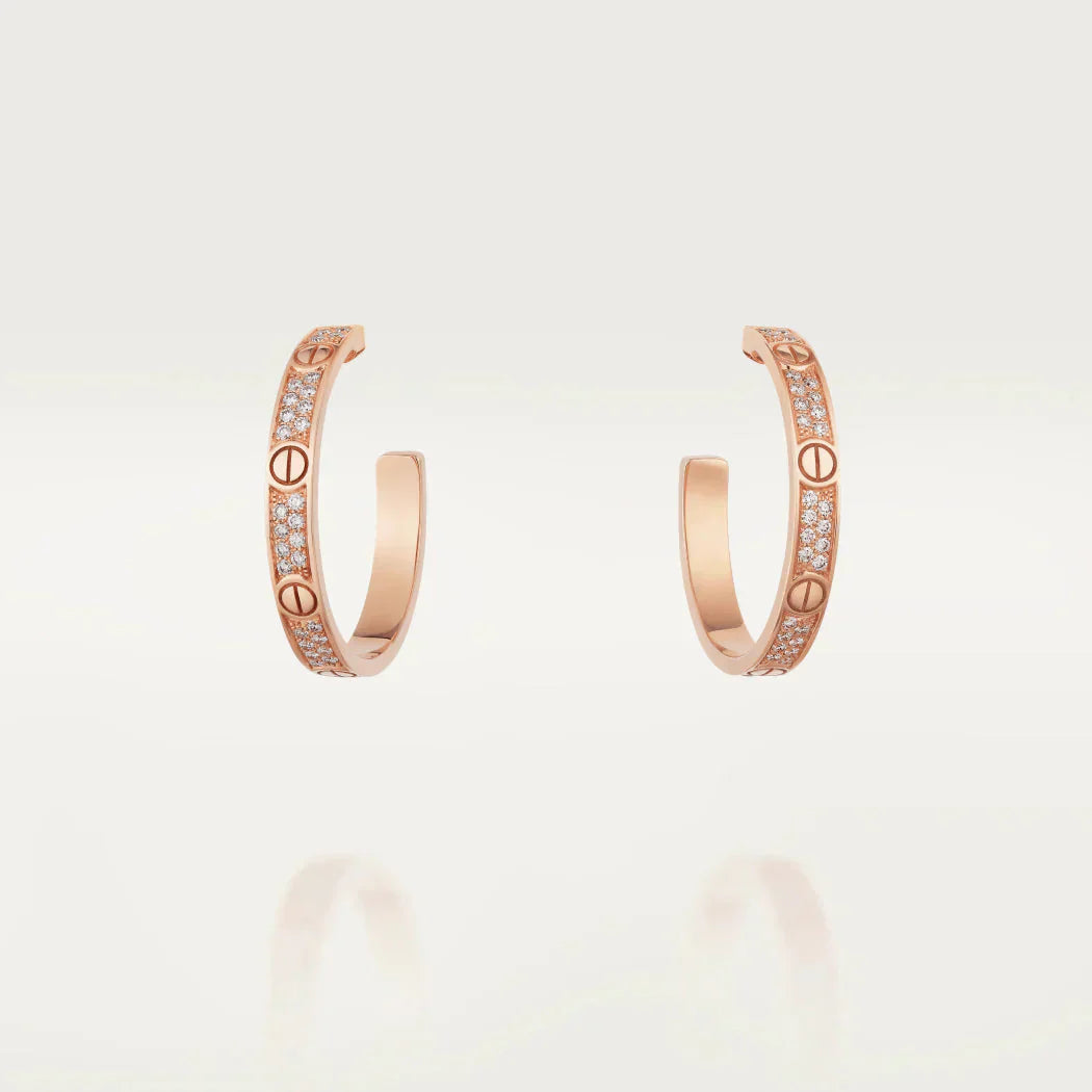 [Lumi Jewels]LOVE DIAMOND PINK GOLD HOOP EARRINGS