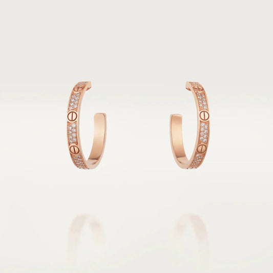 [Lumi Jewels]LOVE DIAMOND PINK GOLD HOOP EARRINGS