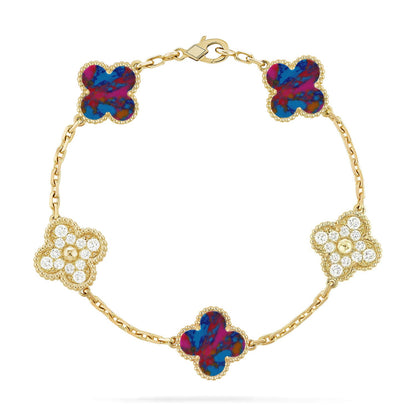 [Lumi Jewels]CLOVER 5 MOTIF COLOR GEMSTONES BRACELET COLLECTION