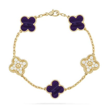 [Lumi Jewels]CLOVER 5 MOTIF PURPLE STRIPES BRACELET COLLECTION