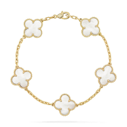 [Lumi Jewels]CLOVER  5 MOTIF WHITE MOP BRACELET
