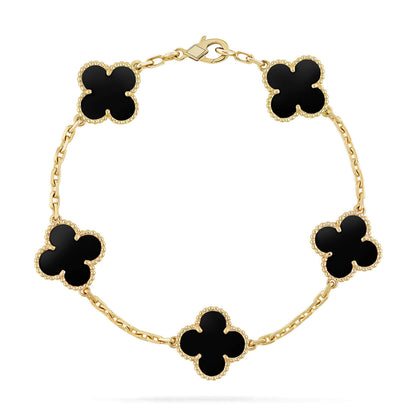 [Lumi Jewels]CLOVER  5 MOTIFS BLACK ONYX BRACELET