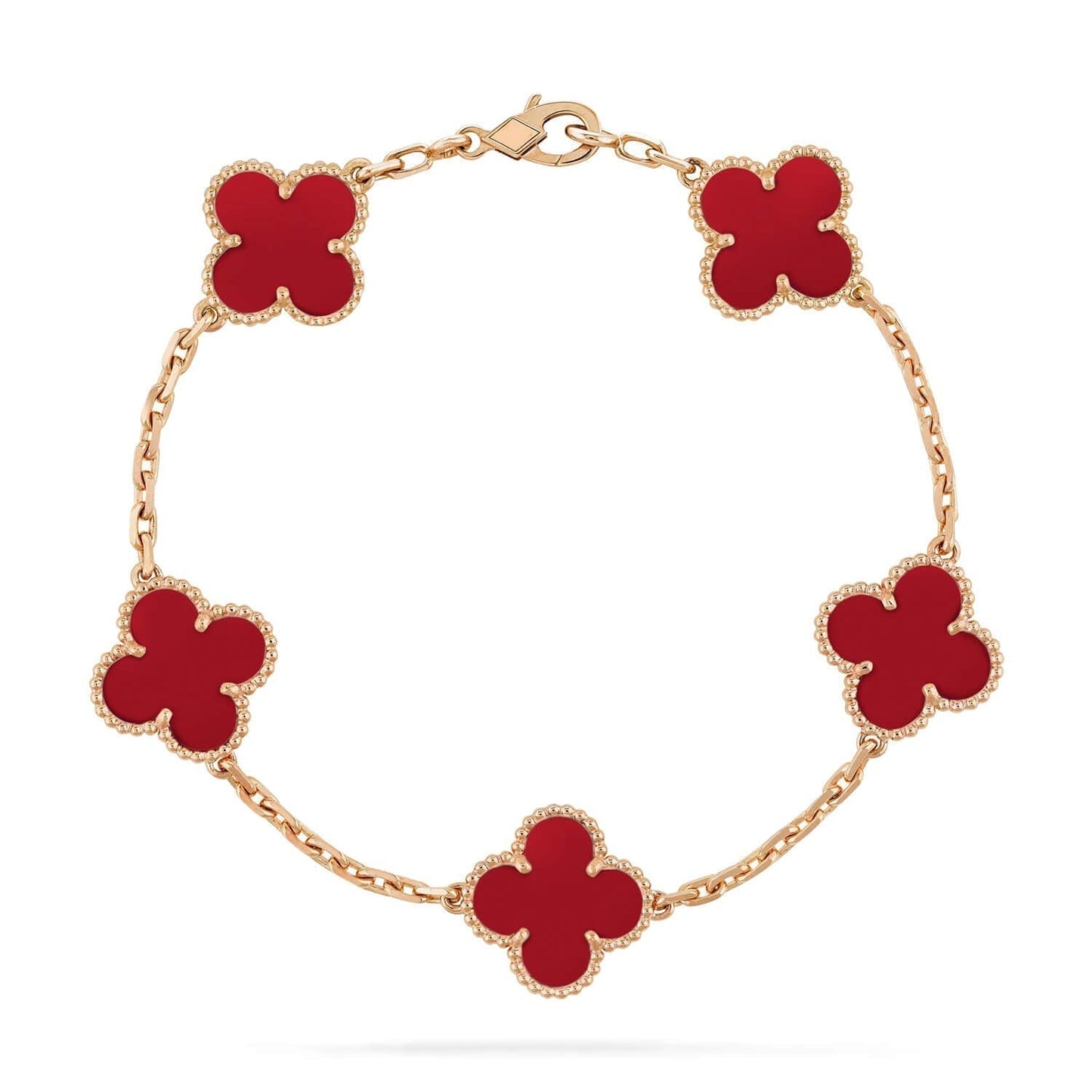 [Lumi Jewels]CLOVER 5 MOTIFS RED AGATE  BRACELET