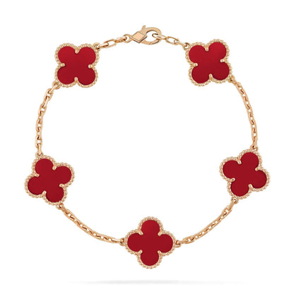 [Lumi Jewels]CLOVER 5 MOTIFS RED AGATE  BRACELET