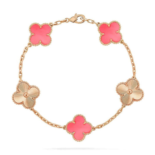 [Lumi Jewels]BRACELET TRÈFLE 5 MOTIFS OR ROSE ET ROSE