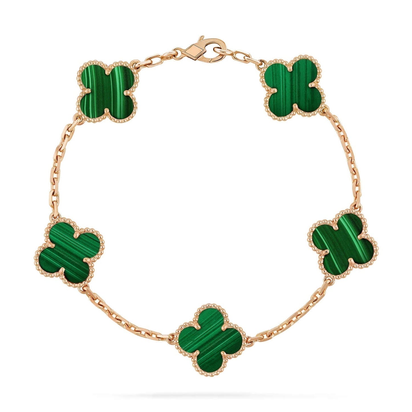 [Lumi Jewels]CLOVER 5 MOTIFS MALACHITE BRACELET