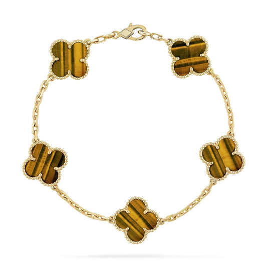 [Lumi Jewels]CLOVER  5 MOTIFS TIGER EYE BRACELET