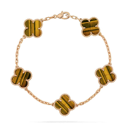 [Lumi Jewels]CLOVER  5 MOTIFS TIGER EYE BRACELET