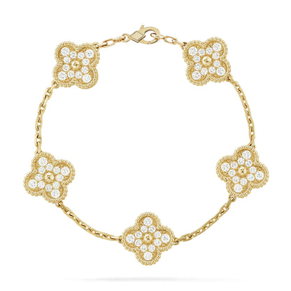 [Lumi Jewels]BRACELET TRÈFLE 5 MOTIFS ENTIÈREMENT SERTI DE DIAMANTS