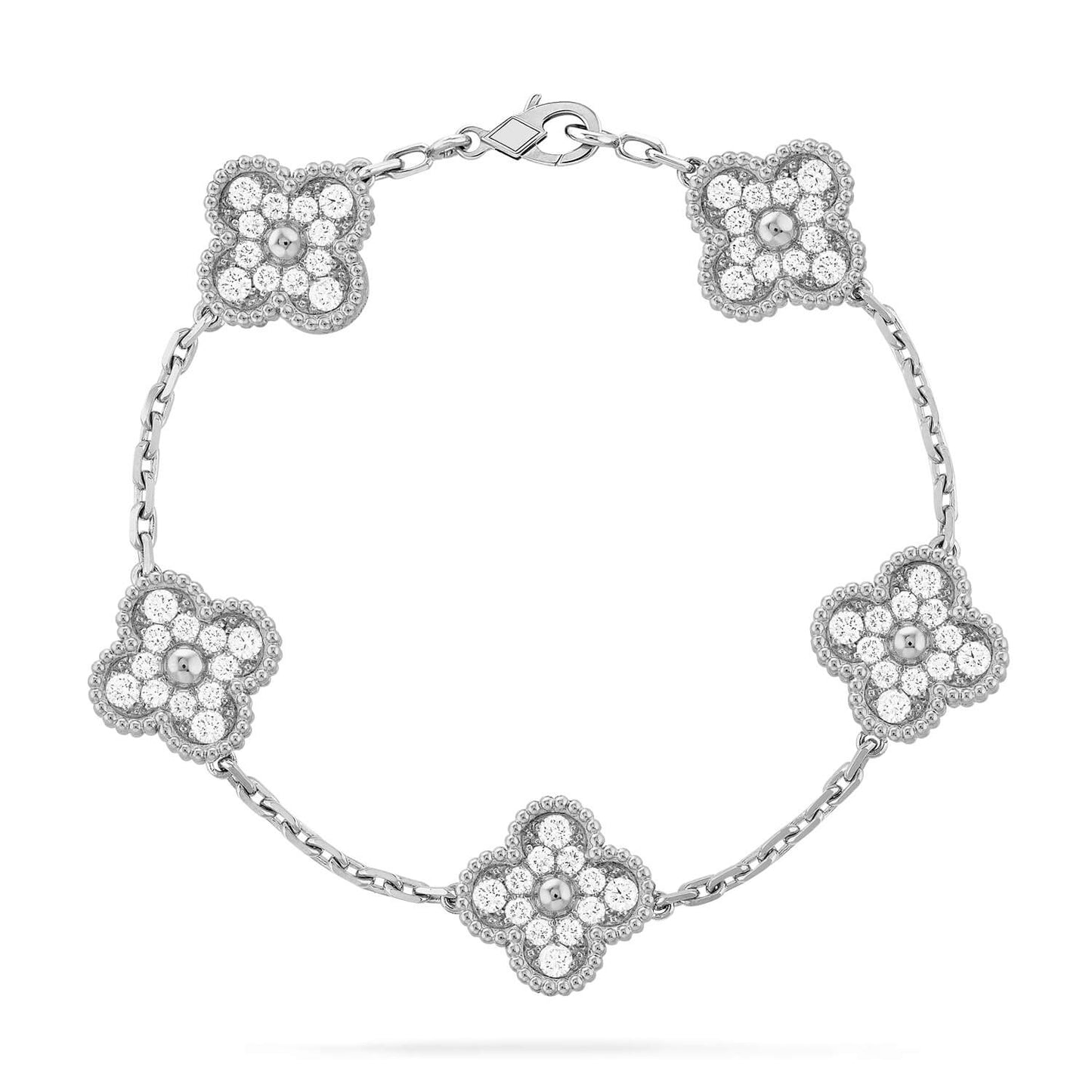 [Lumi Jewels]CLOVER 5 MOTIFS  DIAMOND BRACELET SILVER